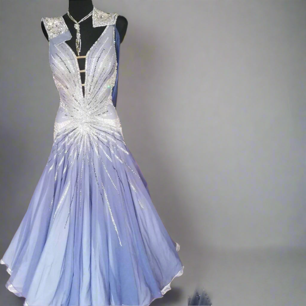 Metallic Grey Standard Ballroom Dress | DanceDressing Metallic Grey Standard Ballroom Dress | DanceDressing
