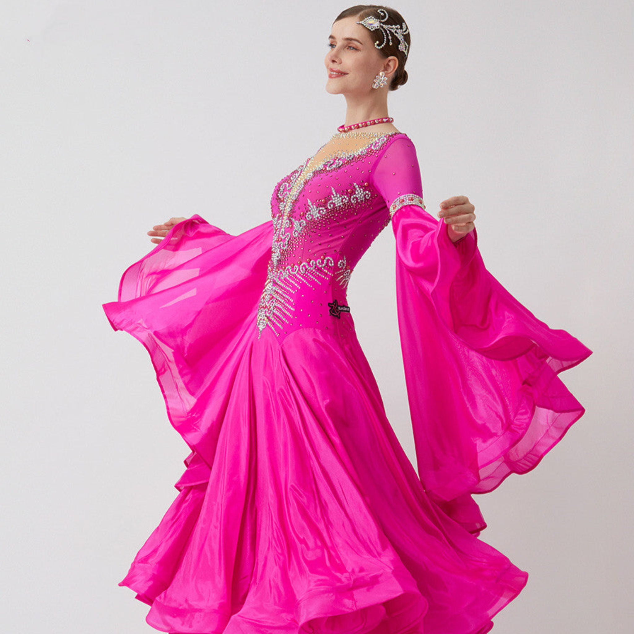 Pink Crystal-Adorned Ballroom Dress Pink Crystal-Adorned Ballroom Dress