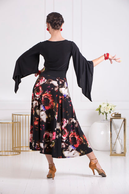 Floral ballroom dance skirt