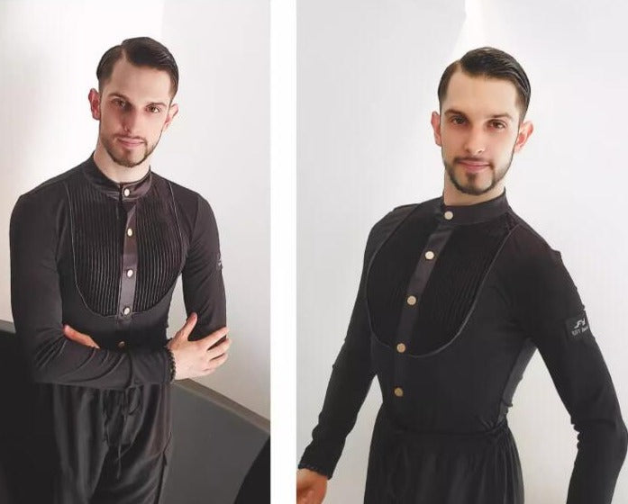 Mens Performance Shirt with Velvet Detailing | BY385Dance Dressing