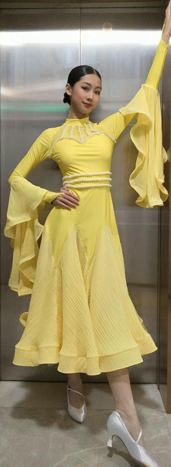 Whispered Ruffles | Ballroom Dress With Sleeves | DC280