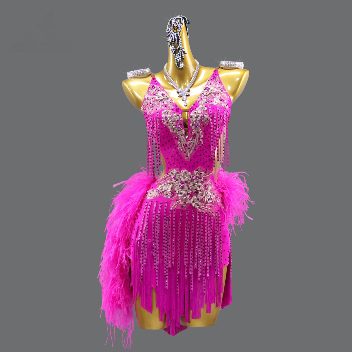 rhinestone latin dress