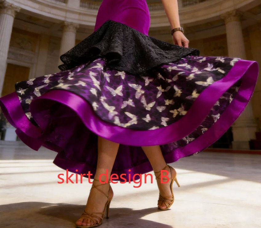 Floral Crescendo Skirt | Ballroom Dance Wear | ADL297 | YJF