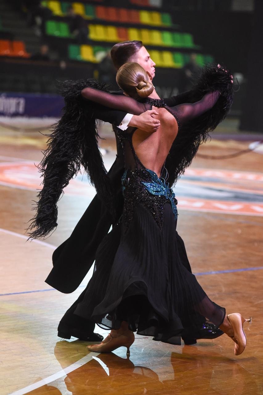 Black Ballroom Standard Dress | Exquisite Feathered EleganceDance Dressing