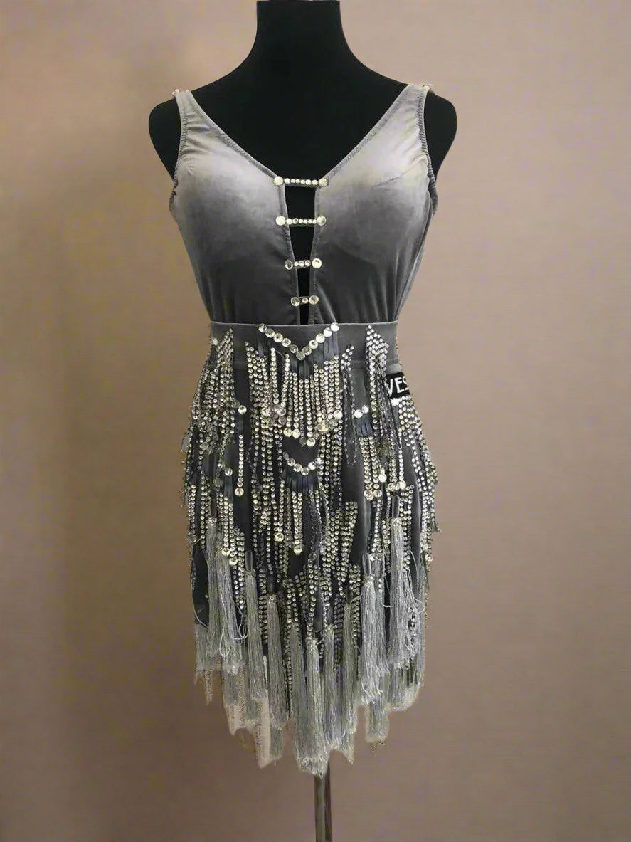 VESA Grey Velvet Latin DressDance Dressing