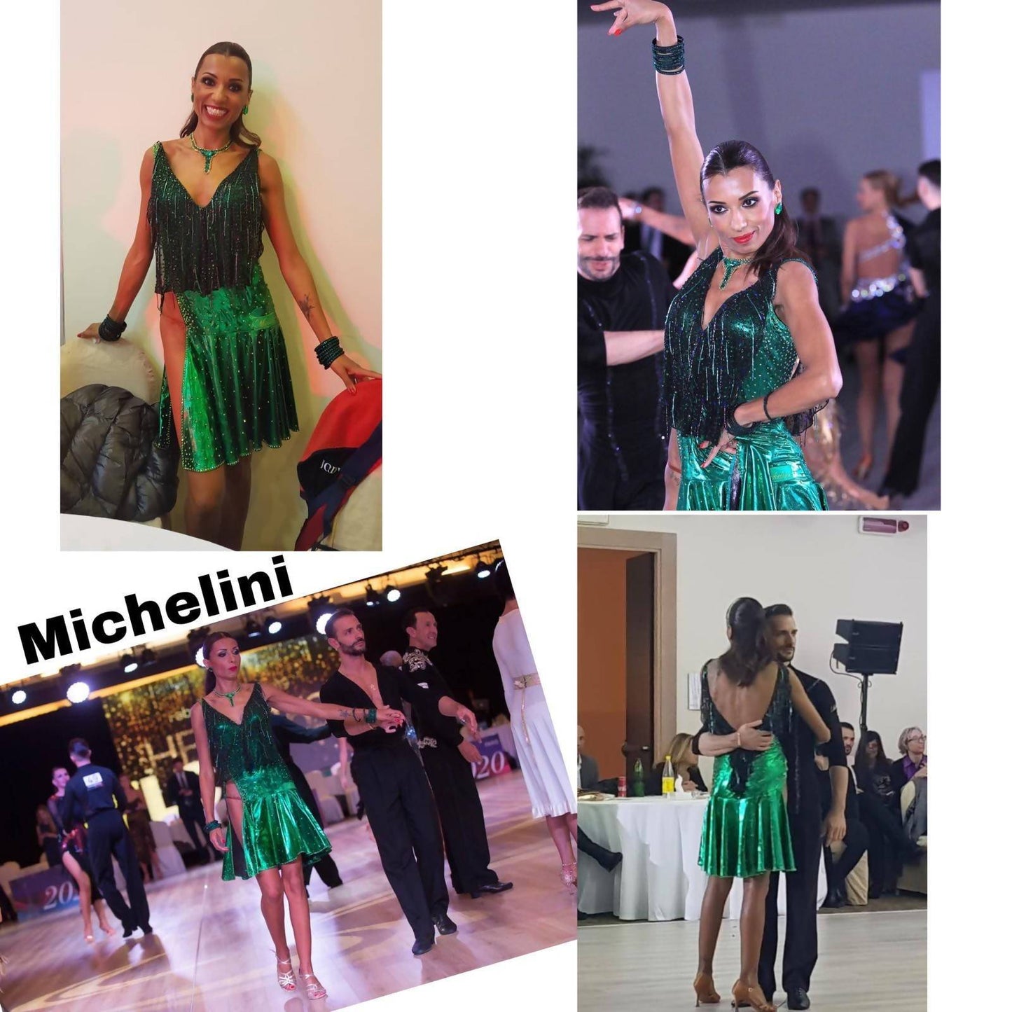 Metallic Emerald Green Latin Dress (ballroom dresses for sale, latin, dancesport, rhythm) - DDressing