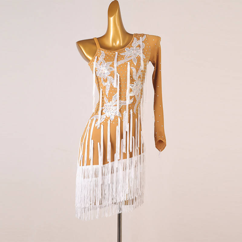 White Embellishments Rhythm Dress | LQ359Dance Dressing White Embellishments Rhythm Dress | LQ359Dance Dressing