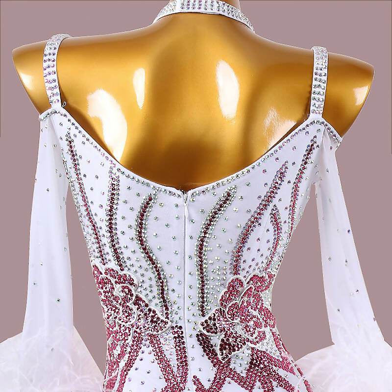 New White & Pink Ballroom Dress | MD1270Dance Dressing