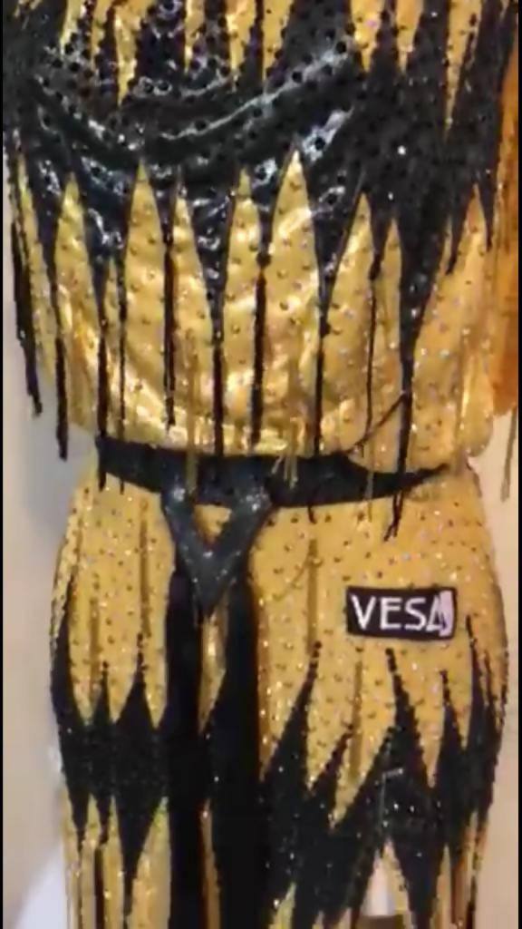 Gold Vesa Latin Dress Full of StonesDance Dressing