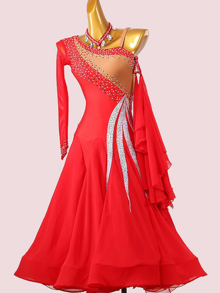 Unique One Sleeve Red Ballroom Dress | MD1236Dance Dressing