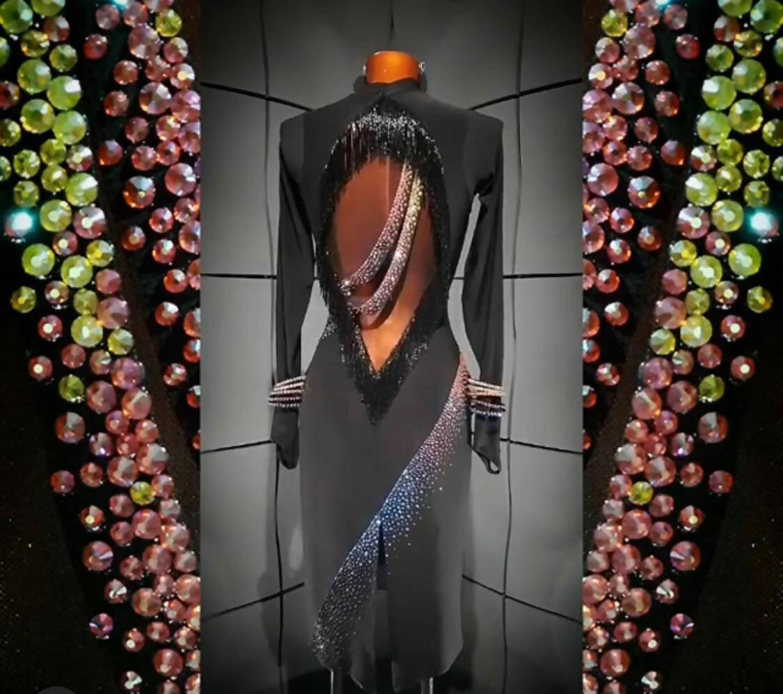 Grand Amour Black Latin Dress (ballroom dresses for sale, latin dresses for sale, dancesport, rhythm)