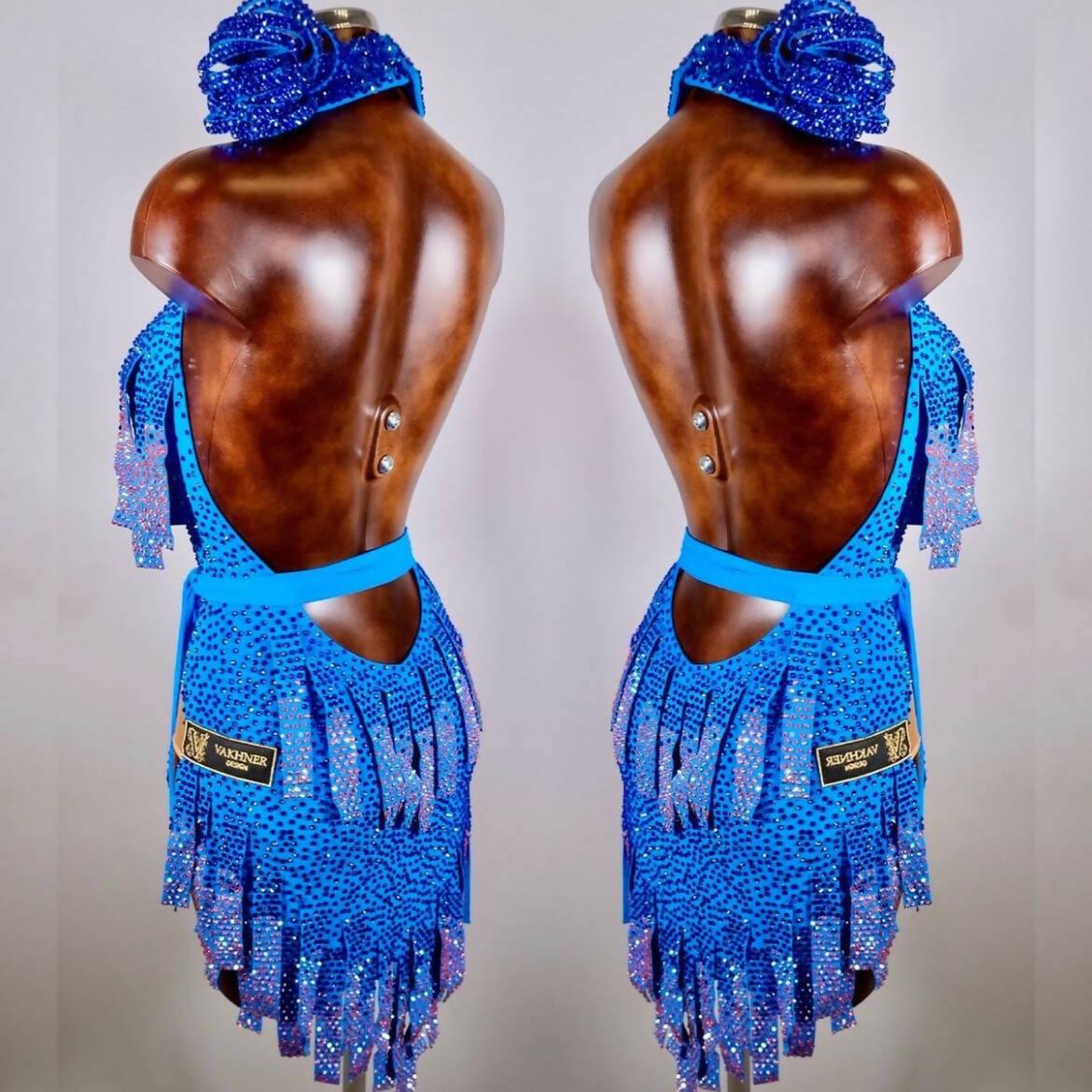 Outstanding Blue Latin Dress by Vakhner (rhythm dress, latin dress for sale)