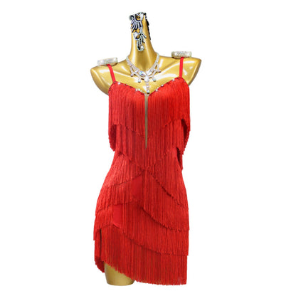 Red fringe dance dress
