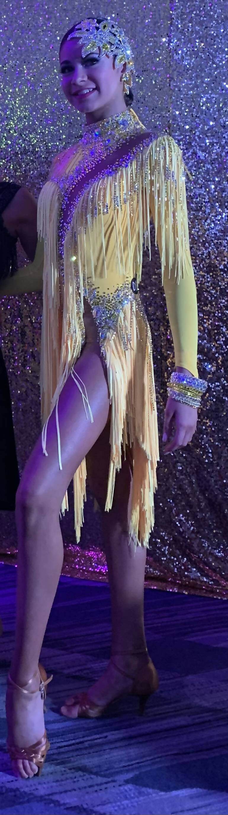 DSI Yellow Latin Dress With FringesDance Dressing