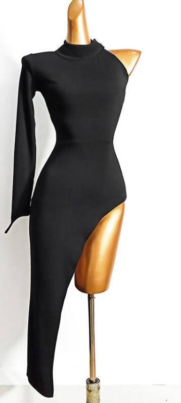 One Sleeve Black Latin Dancewear | 637Dance Dressing