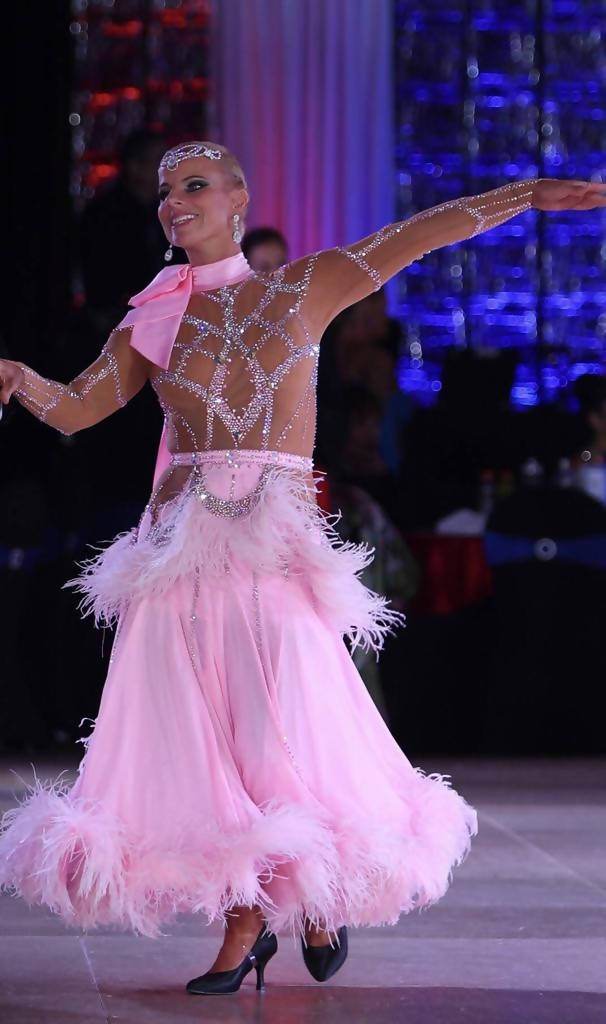 Pink & Beige Smooth Dress by Dore DesignsDance Dressing