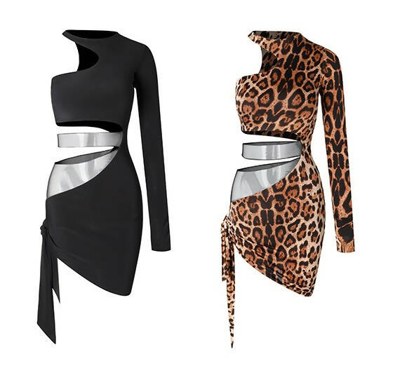 Waistline Wildness Dress | Black/Animal Print | 2240Dance Dressing