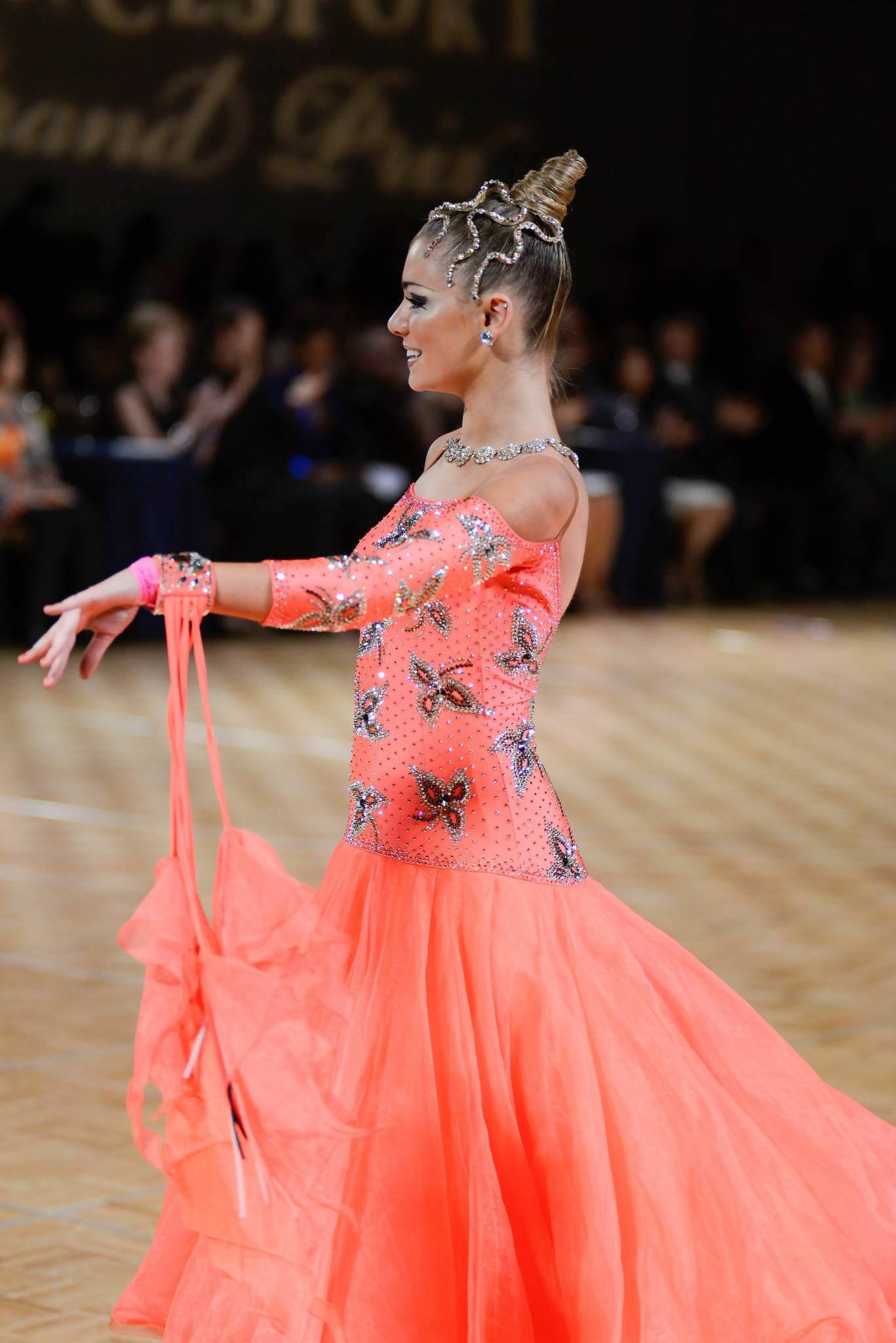 Vibrant Orange Standard Ballroom DressDance Dressing