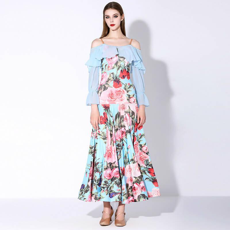 Flowing Petals Dress | Blue/Dark Red/Purple/Yellow | 883Dance Dressing