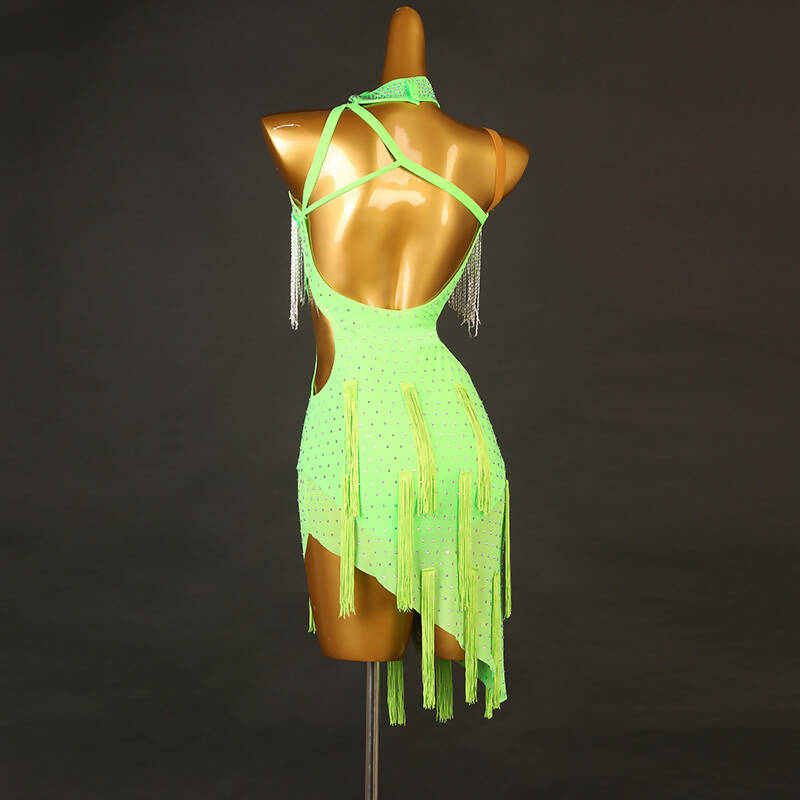 Silhouette Siren Custom Latin Competition Dress | Black/Light Green | Dance Dressing