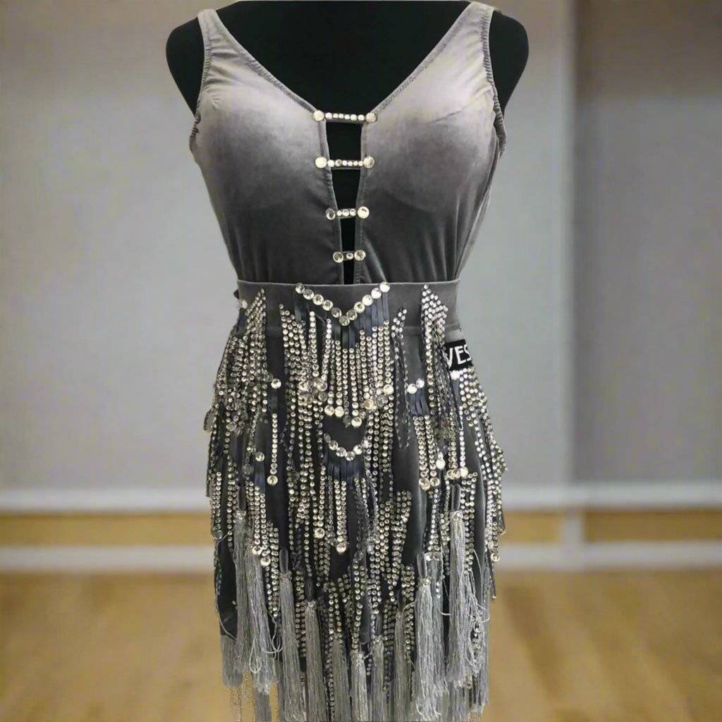 silver grey velvet dress Essential Libra Wrap Dress