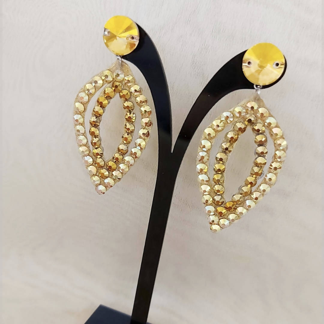 Golden Elegance for Ballroom EarringsDance Dressing