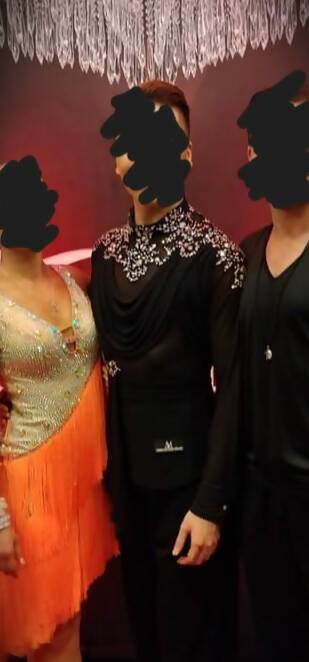 Crystal Stoned Black Latin ShirtDance Dressing