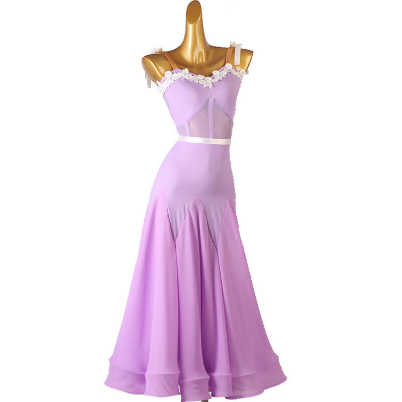 Elegant Lace Purple Ballroom Smooth Attire | MQ302Dance Dressing