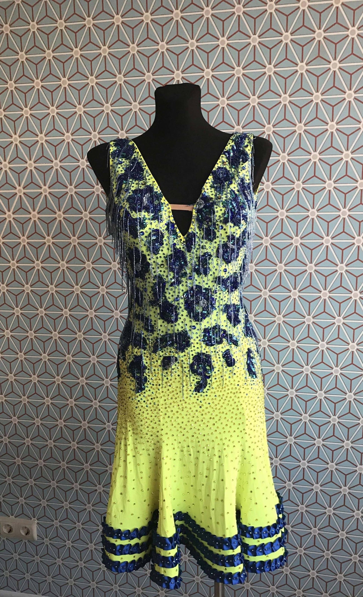 New Navy Lime Latin DressDance Dressing