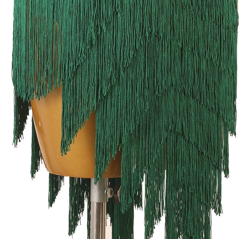 Chromatic Cascade Fringed Latin Dance Dress | Red/Blue/Purple/Green/YeDance Dressing