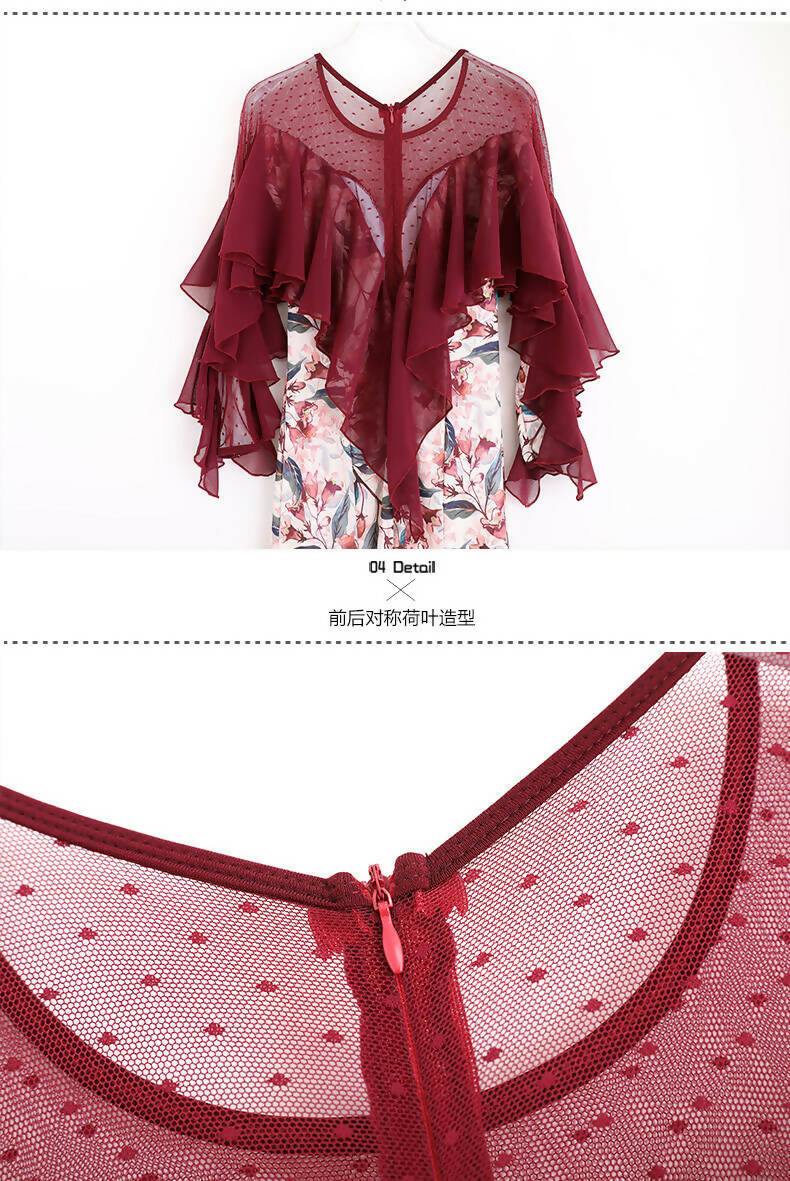 Petals in Motion Ballroom Dance Wear | Blue/Red/Purple/Yellow | 877Dance Dressing