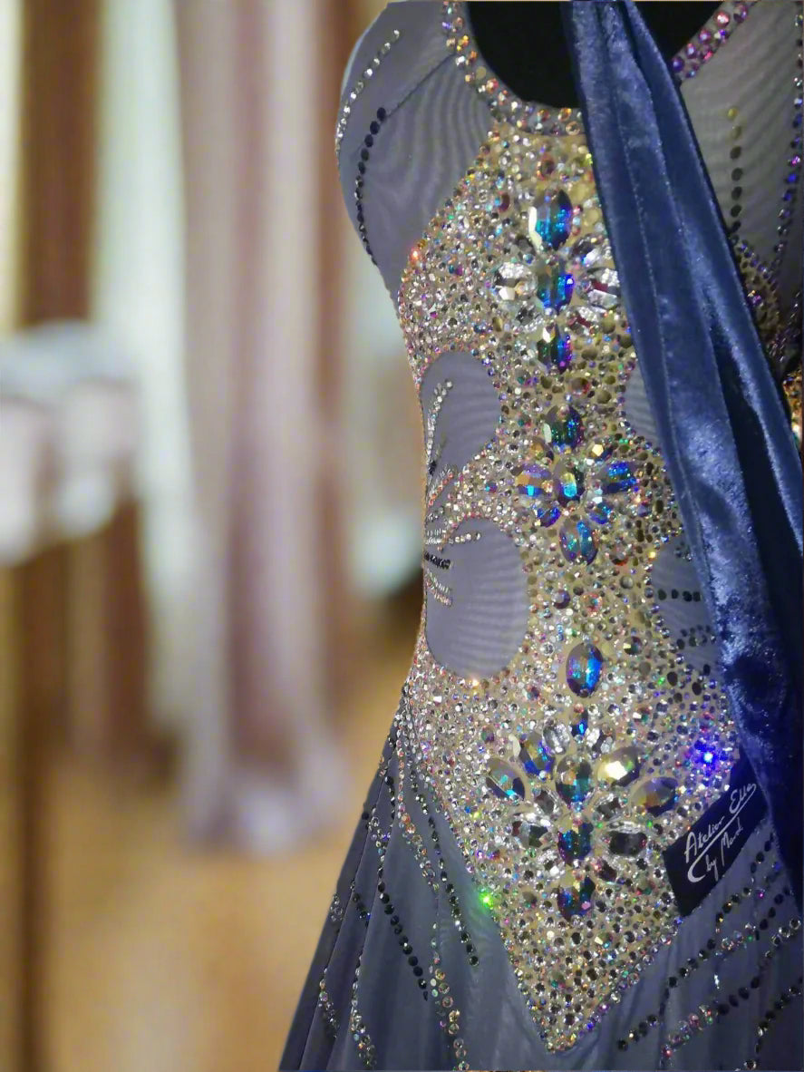 Metallic Grey Standard Ballroom Dress (ballroom dress for sale, standard, modern, smooth) - DDressing