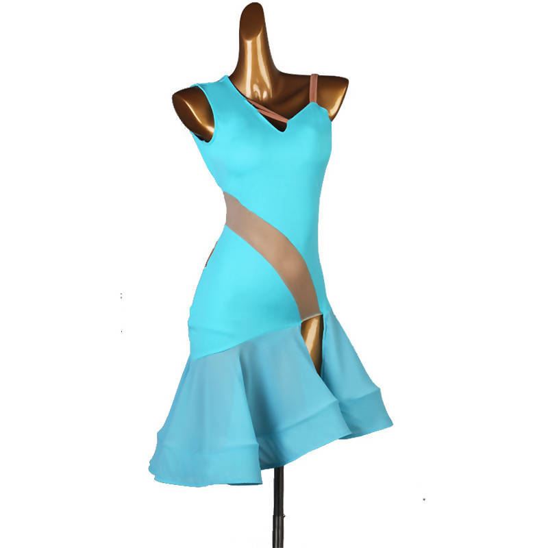 Practice Red/Blue/Black Latin Dancewear Dress (dancewear, dance practice wear, latin dress for sale)