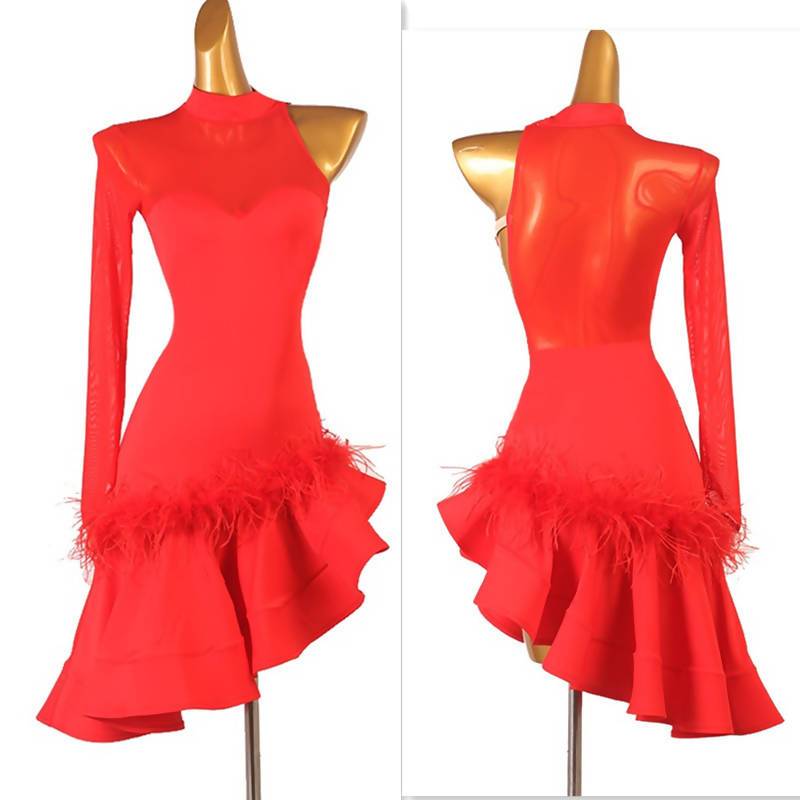 Fiesta Flame Red Latin Dress | LQ333Dance Dressing