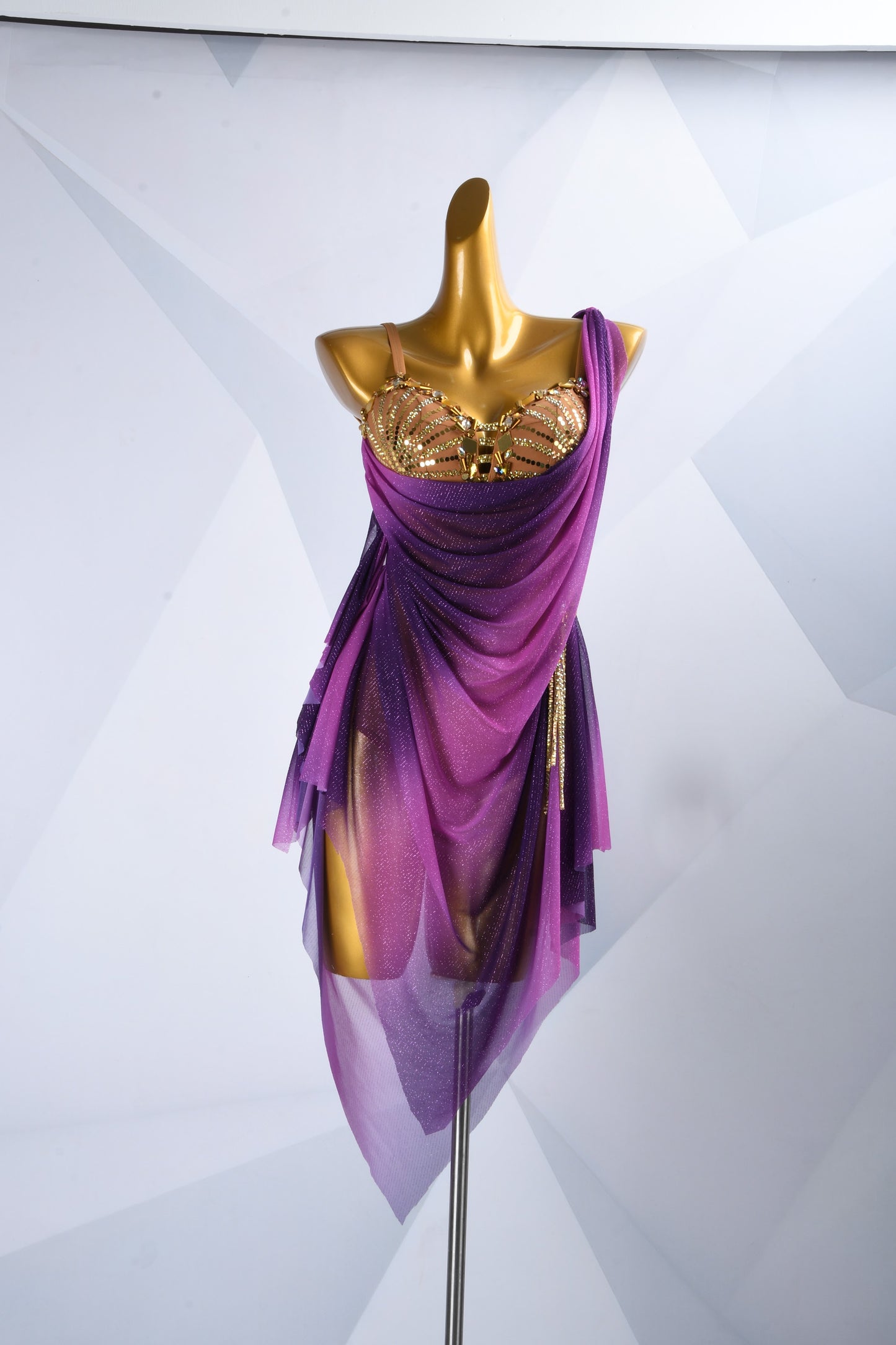 Crystal Draped Competition Dress