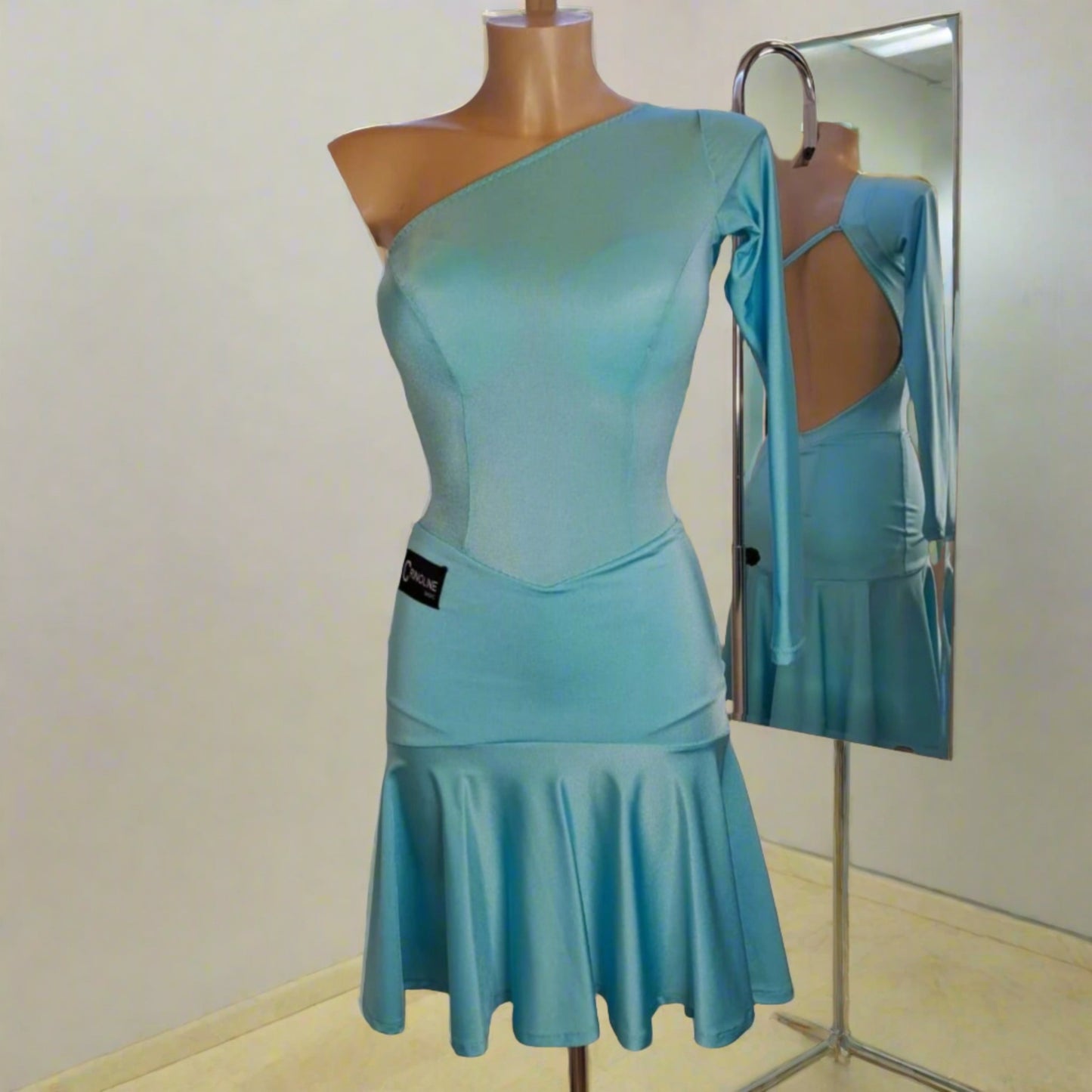 Sleek Light Blue Lycra Practice Dress