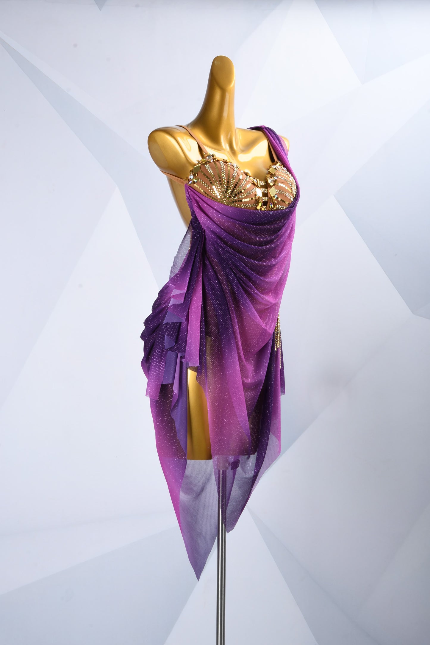 Crystal Draped Competition Dress