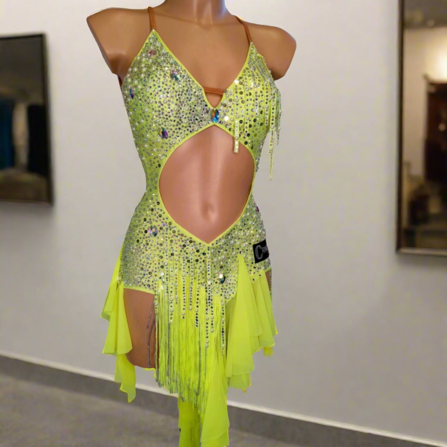 Show-Stopping Fluorescent Yellow Latin Dress