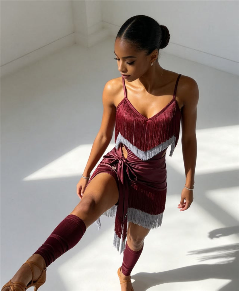 Wine Red Dance Outfit