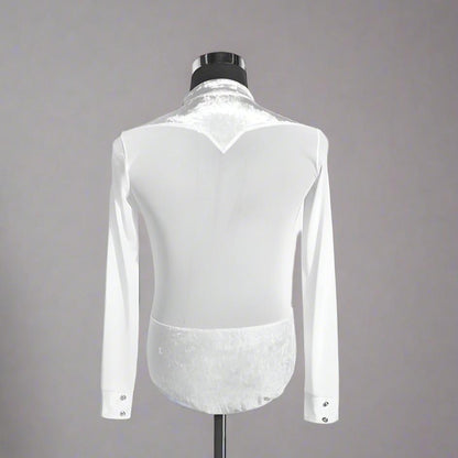 Men's White Latin Dance Shirt for Competition | DL897Dance Dressing