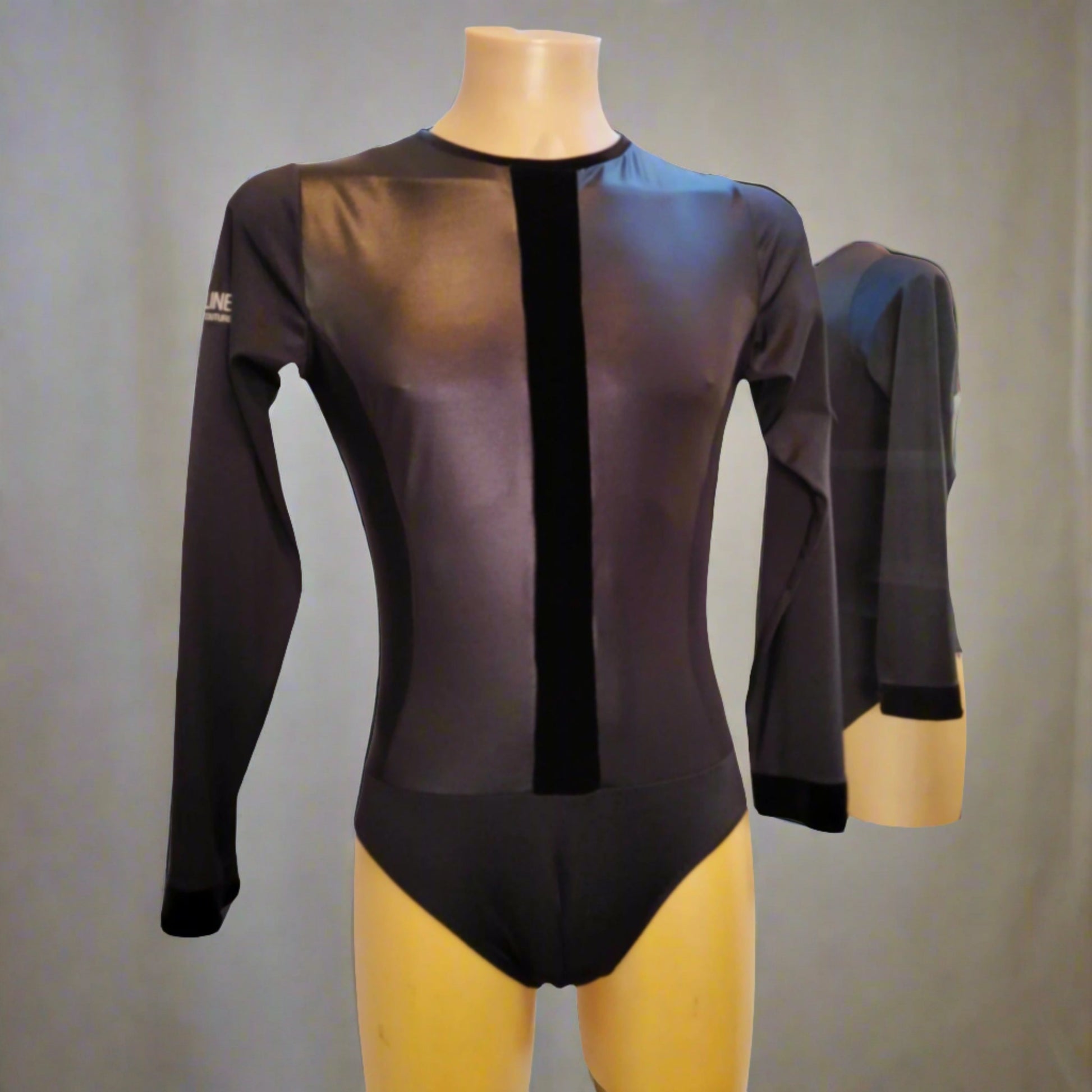 Black Leather-Effect Latin Dance Shirt