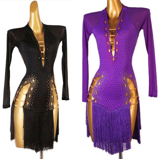Passionate Palette Long Sleeve Dance Dress | Red/Blue/Purple/Black | LQ246