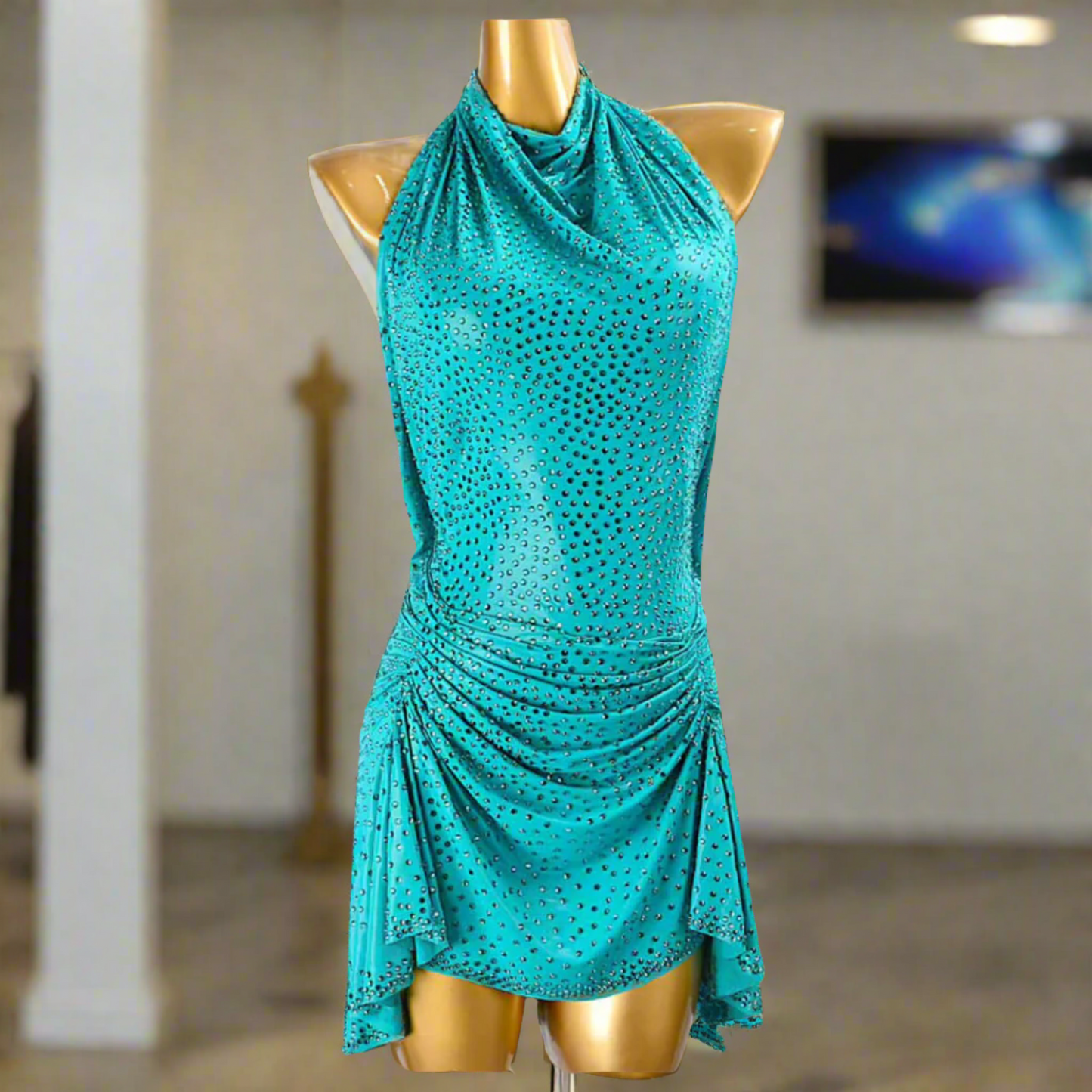 Turquoise Illusion Latin Dress