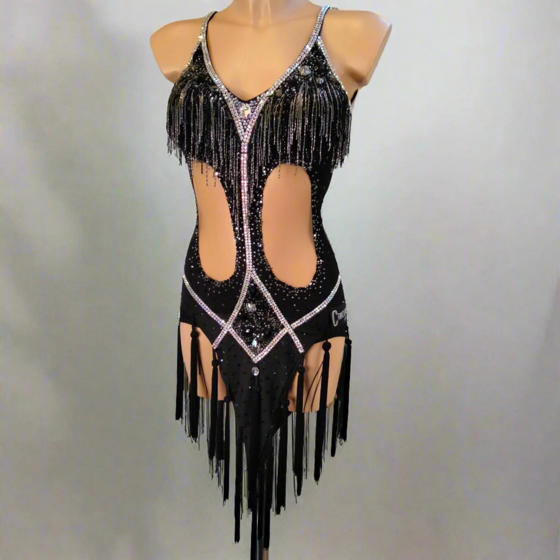 Dazzling Black Latin Dress Crystal AB & Jet