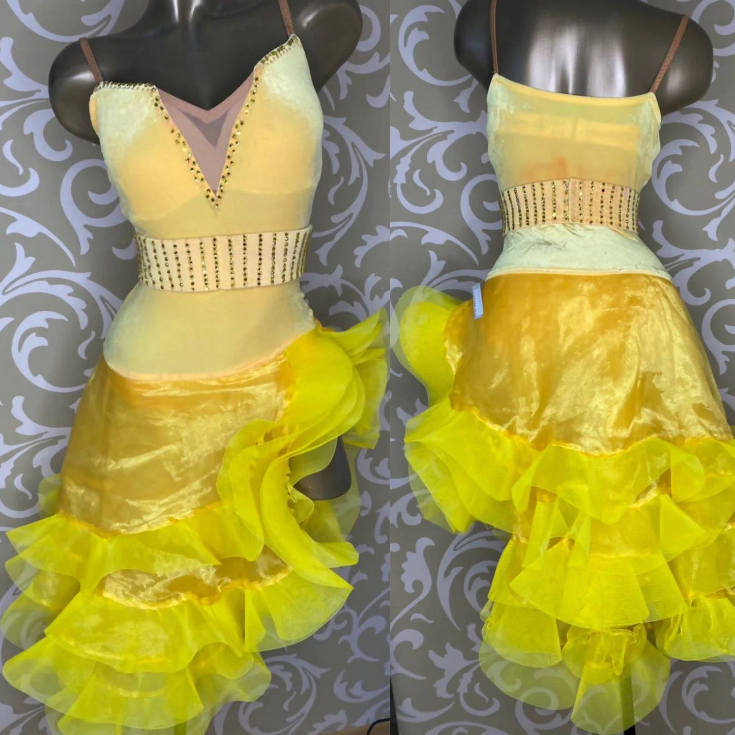 Yellow Latin Dress with Ruffles