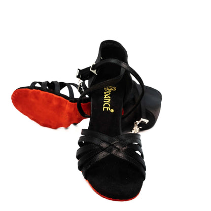 Style 216 - Satin Black Red Sole Latin Shoes