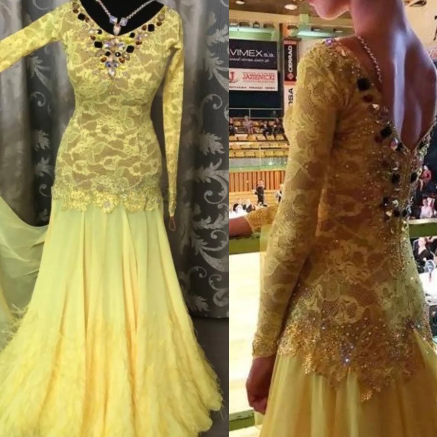 Yellow Standard Dress with Lace