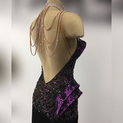 Irina Kozlova Design Latin Competition Dress - Black with Purple Accents