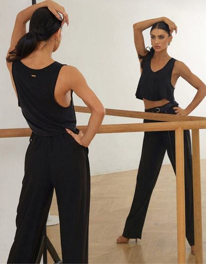 Versatile Black Dance Pants for Practice | 20814