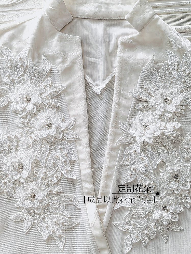 Men's White Latin Dance Shirt for Competition | DL897